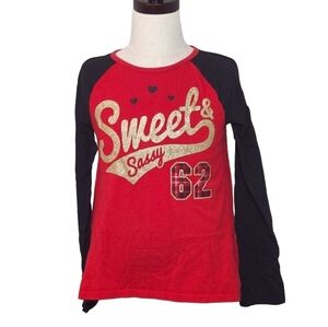Faded Glory | Girls Long Sleeve Shirt Red Black Sweet & Sassy - Size 7